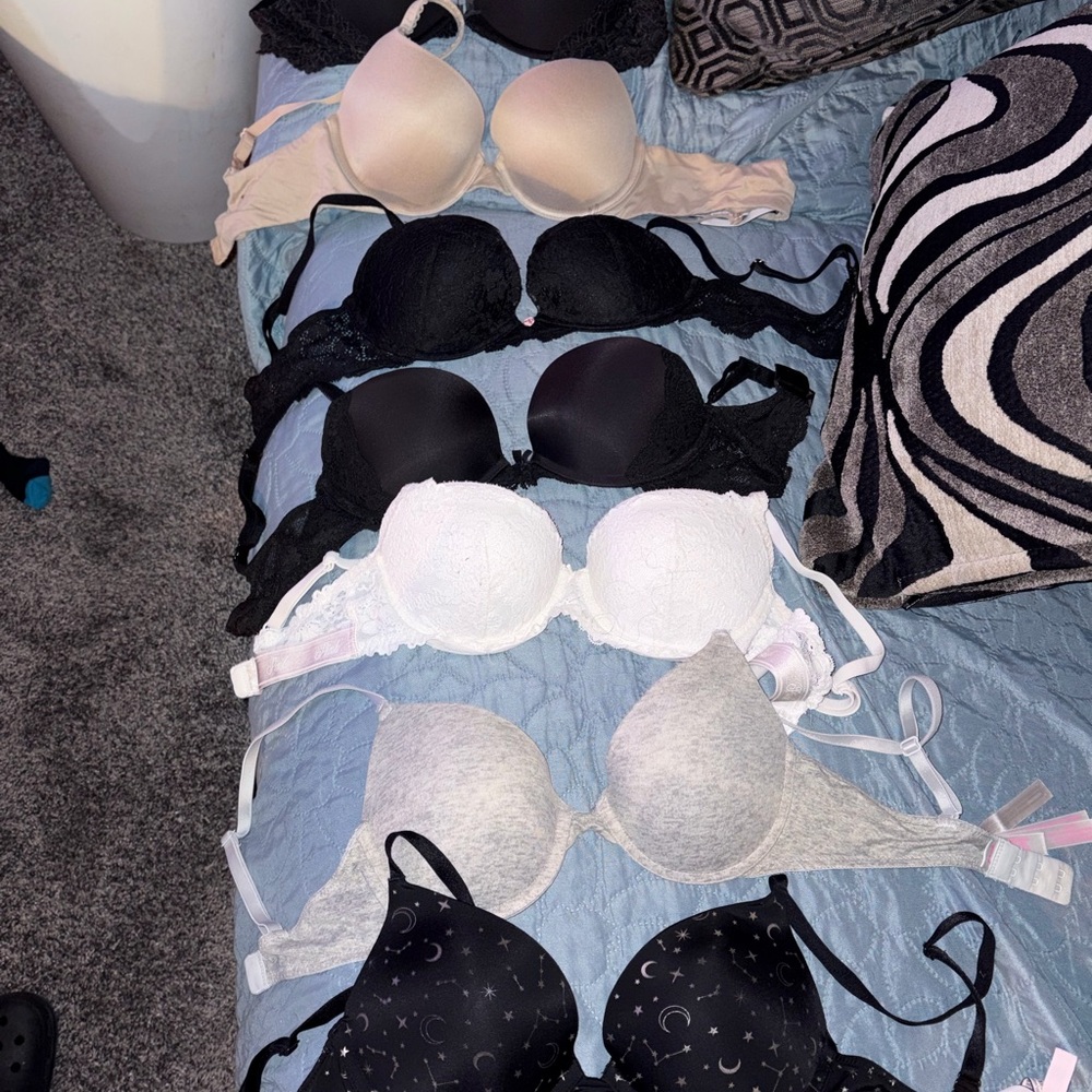 Victoria's Secret Lace Bra Collection - Black, White, Gray, Cream